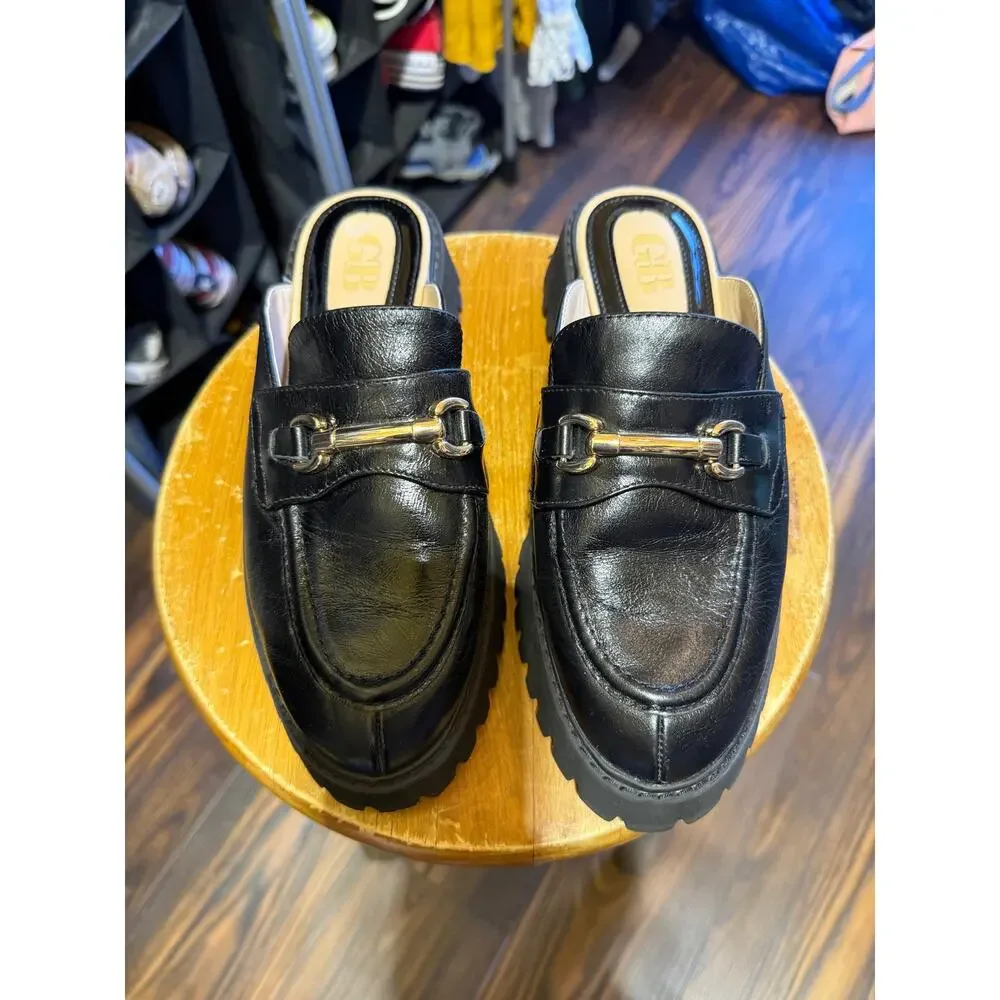 GB Gianni Bini Leather Lug Sole Mules Size 7.5